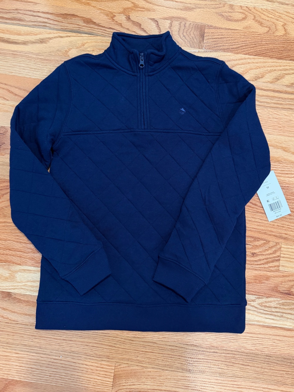 Ocean + Coast Kids Quilted Quarter-Zip Pullover Navy Size M NWT